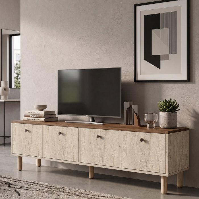 Hanah Home Soporte para TV Pura en Travertino y Venezia Walnut Hanah Home Soporte para TV Pura en Travertino y Venezia Walnut
